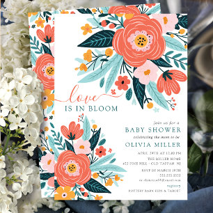 Kärlek i Fullt Bloom Baby Shower-inbjudan Inbjudningar