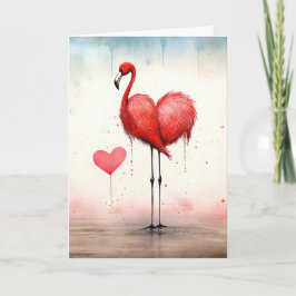 Kärlek i Fullt Feather Valentine Flamingo Kort