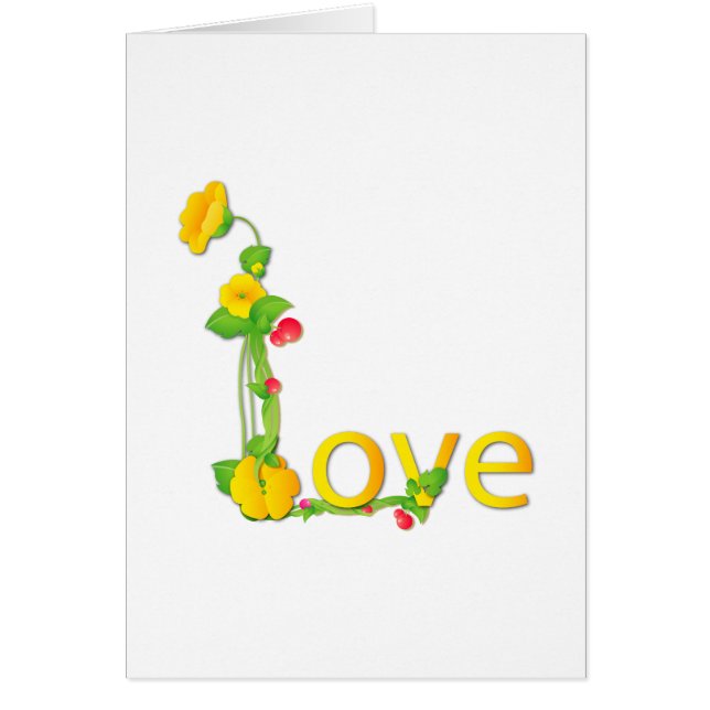 KÄRLEK i GULA BLOMMOR Hälsningskort (Framsidan)