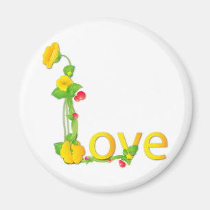 KÄRLEK i GULA BLOMMOR Magnet