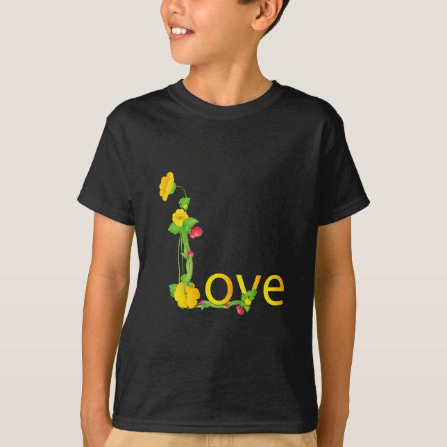 KÄRLEK i GULA BLOMMOR Tee Shirt (Framsida)