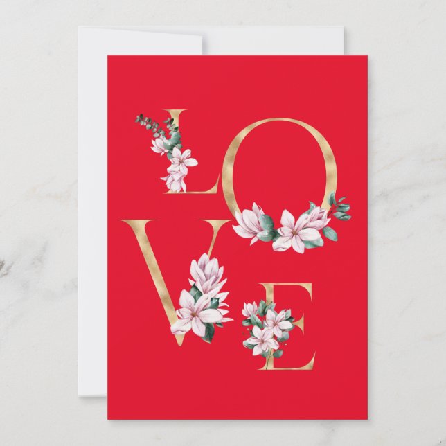 Kärlek i guldbokstav med magnoliablommor (Framsida)