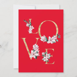 Kärlek i guldbokstav med magnoliablommor