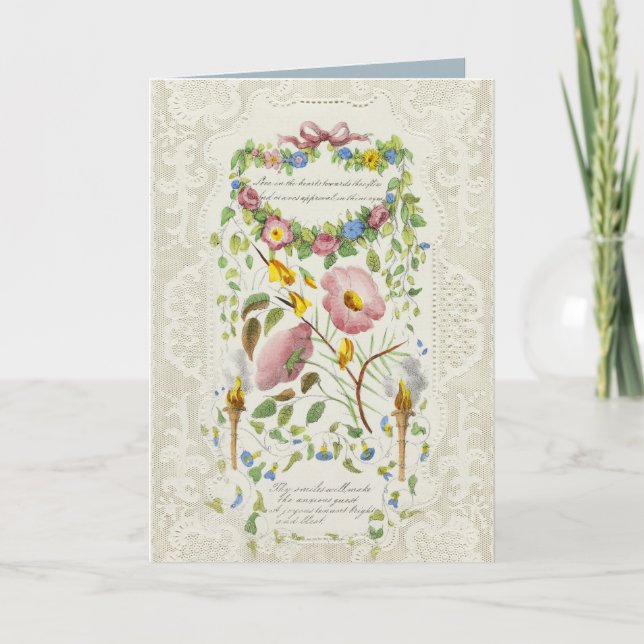 Kärlek i Hearts Vintage Valentine Helgkort (Framsida)