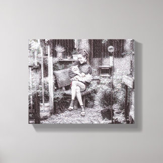 "Kärlek i hennes Händer-katt Canvastryck