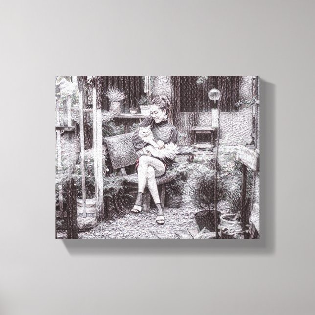 "Kärlek i hennes Händer-katt Canvastryck (Framsida)