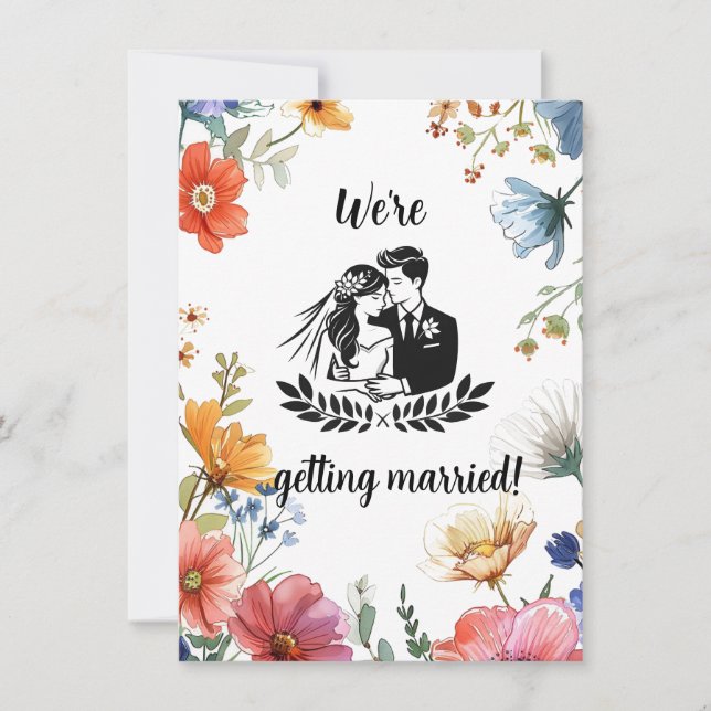 Kärlek i inbjudan till Bloom Wildblombröllop (Framsida)