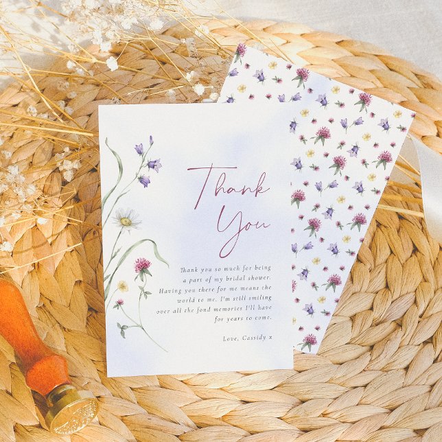 Kärlek i Knopp Akvarell Vildblomma Bröllopsfest Tack Kort (Skapare uppladdad)