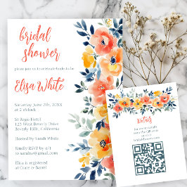 Kärlek i Knopp Vattenfärg Blommig Bröllopsdusch QR Tilläggskort