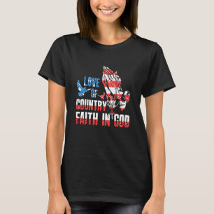 Kärlek i Land faith i Gud 4 juli Amerika T Shirt