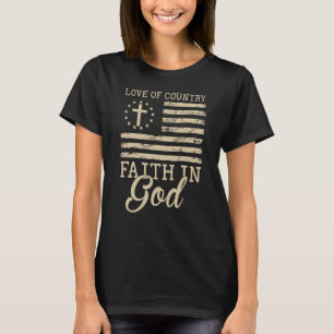 Kärlek i Land Faith in God Patriotic 4:e Jul T Shirt