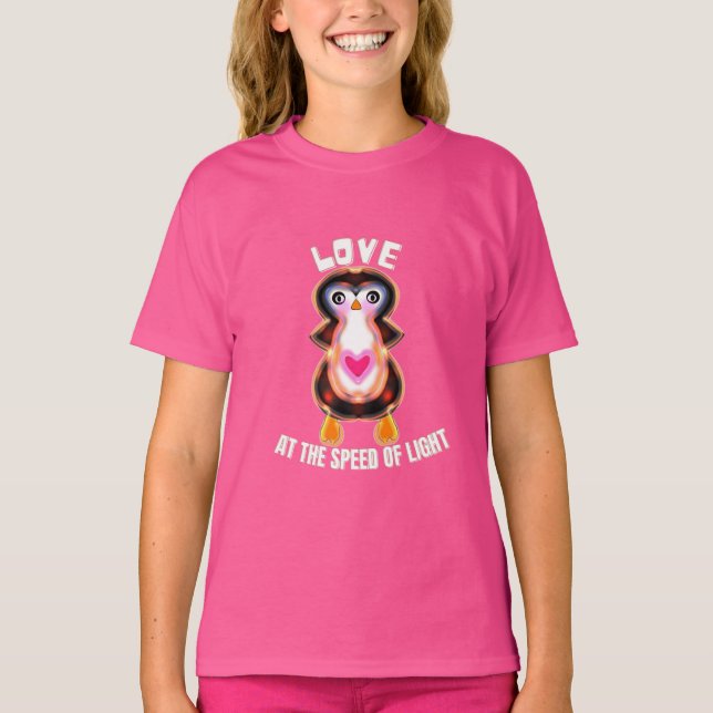 Kärlek i ljusets hastighet Pingvinpresent T Shirt (Framsida)