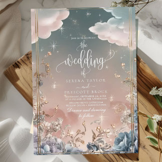 Kärlek i Luft Sparkles och Blommigt Bröllop Inbjudningar