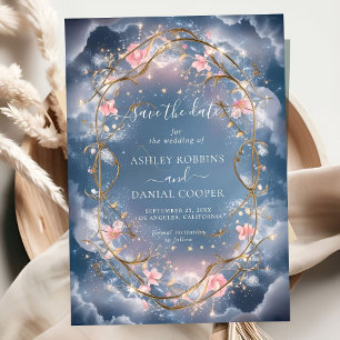 Kärlek i Luft Sparkly-Blommigten Spara datumet Inbjudningar