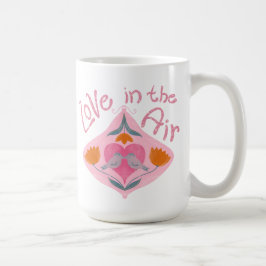 Kärlek i luft valentinfåglar och blommor kaffemugg
