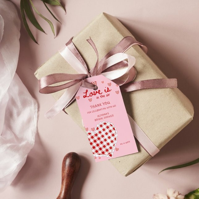 Kärlek i luften Valentines bröllopsfest Tack Presentetikett (Skapare uppladdad)