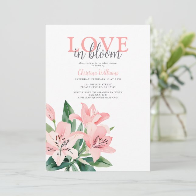 Kärlek i Möhippa av Blommigt för Rosa i Bloom  Inbjudningar (Stående Fram)