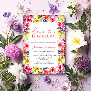 Kärlek i Möhippa för modern färgstark Blommigt i b Inbjudningar