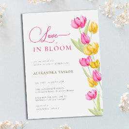 Kärlek i Möhippan Bloom Tulips Calligraphy Inbjudningar