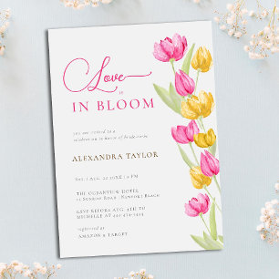 Kärlek i Möhippan Bloom Tulips Calligraphy Inbjudningar