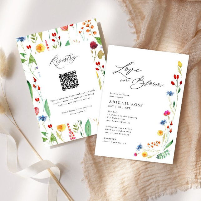 Kärlek i Möhippan Bloom Wildblomma, QR-kod Inbjudningar (Skapare uppladdad)