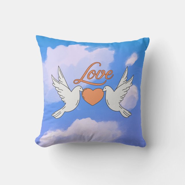 Kärlek i molnen - Dove Heart Kudde (Framsida)