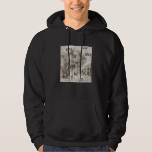 Kärlek i olika Typsnitt på bakgrunden till den utm Hoodie