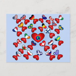 Kärlek i olika världsspråk, Flagga hjärta Vykort