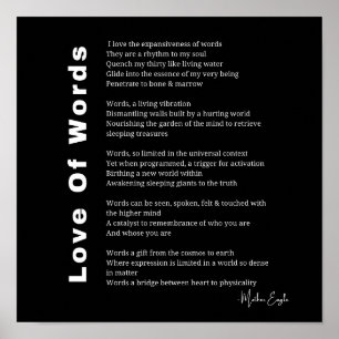 Kärlek i Ord dikt poetry wall art poster svart