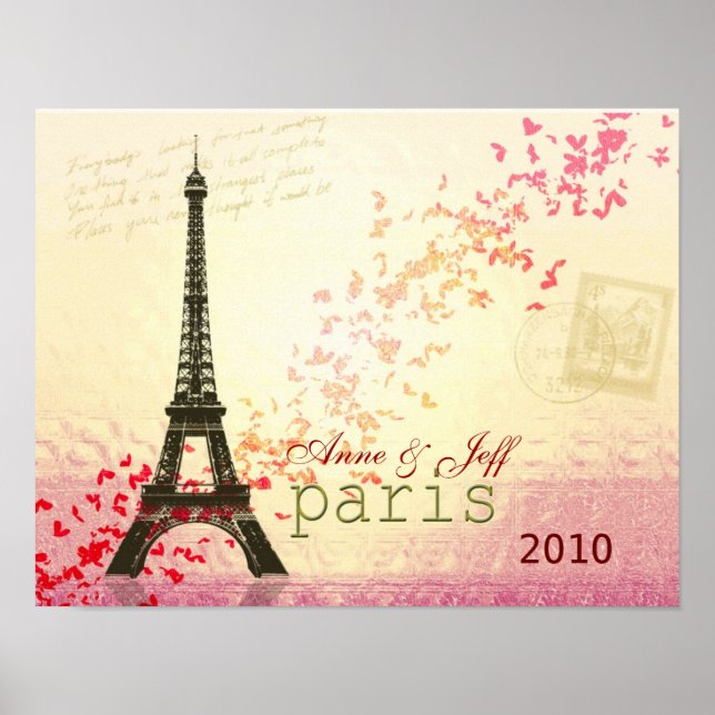 Kärlek i Paris Eiffel Torn Poster (Framsidan)