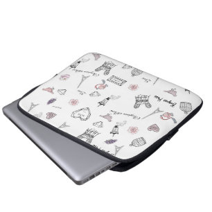 Kärlek i Paris Girly Rosa Modern Mönster Laptop Fodral