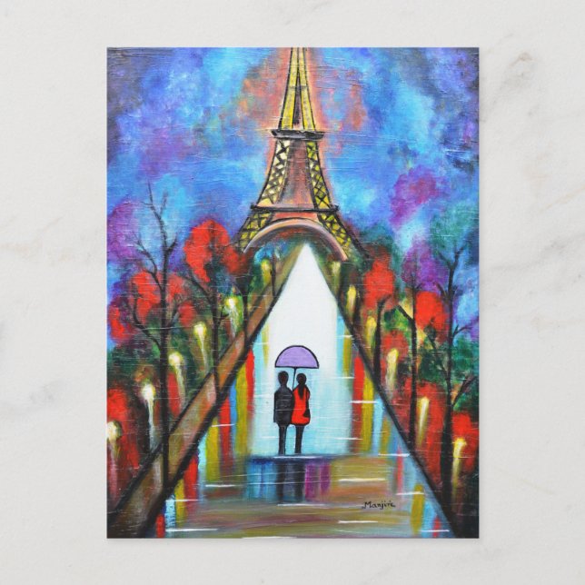 Kärlek i Paris romantic presentart valentine speci Helg Vykort (Framsida)