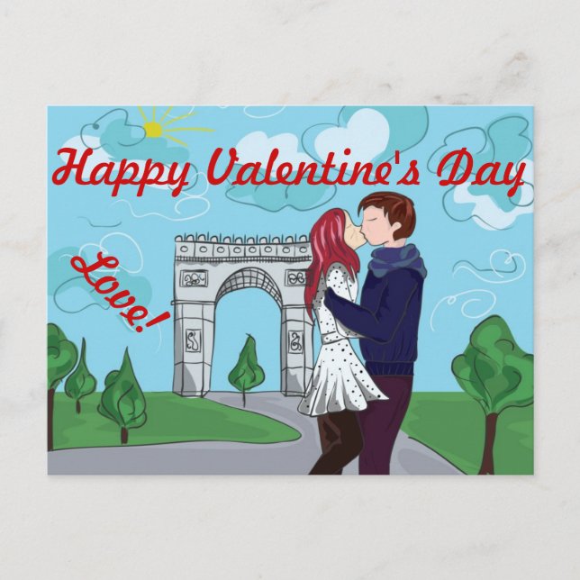 KÄRLEK I PARIS VALENTINES DAY POSTCARD HELG VYKORT (Framsida)