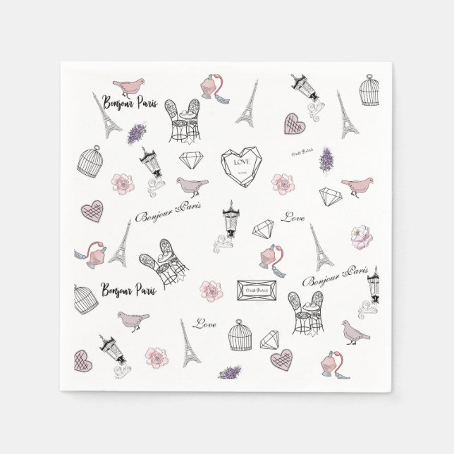 Kärlek i Peris Bohemian Chic Blommigt Boho Girlly Pappersservett (Framsidan)