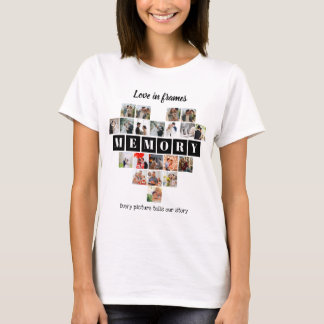 Kärlek i ramhjärta 20 fotokollage Romantiskt T Shirt