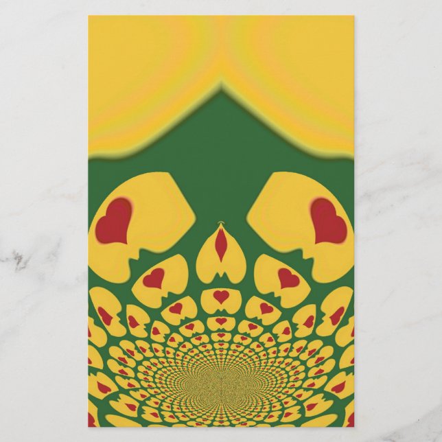 Kärlek i Rasta Färg: Reggae Hearts Brevpapper (Framsida)