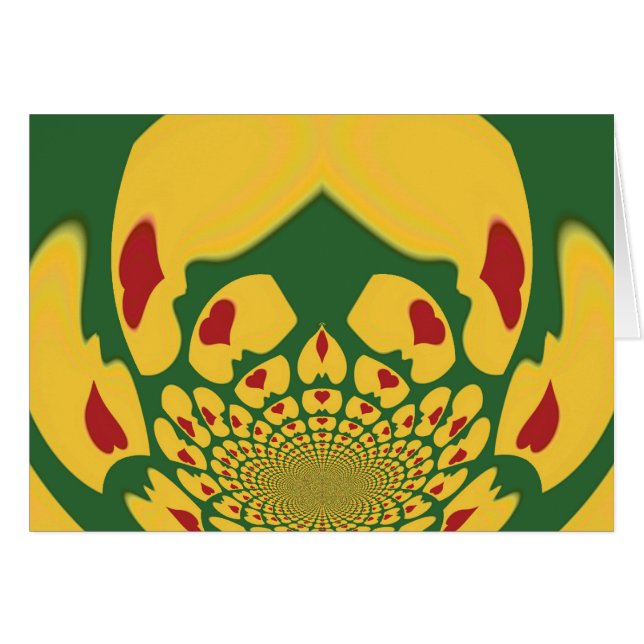 Kärlek i Rasta Färg: Reggae Hearts Hälsningskort (Framsidan Horizontal)