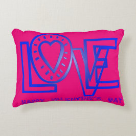 Kärlek i rosa Blue Valentines accent Pillow Prydnadskudde