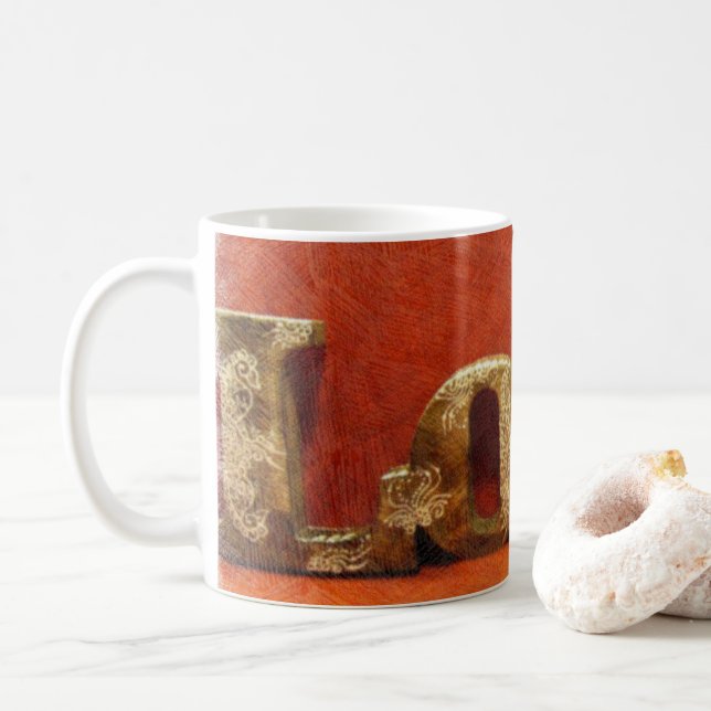 Kärlek i rött kaffemugg (Med munk)
