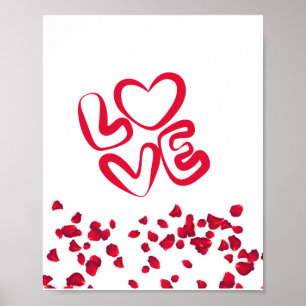 Kärlek i rött med röda Petals Poster