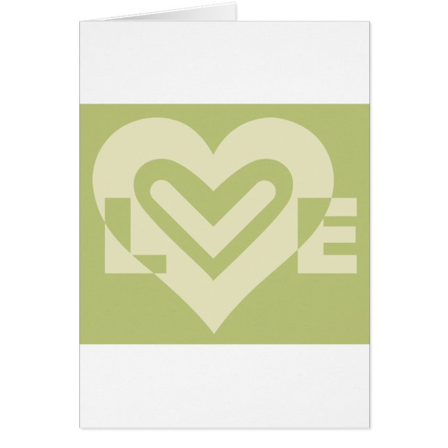 Kärlek i Sage Grönt Hälsningskort (Framsidan)