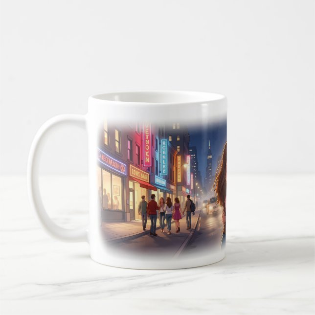 Kärlek i stan och nattlivsdrömmar Affisch Kaffemugg (Vänster)