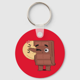 Kärlek i varje Bita Lustigt Cute Couple Kärlek Pan Nyckelring