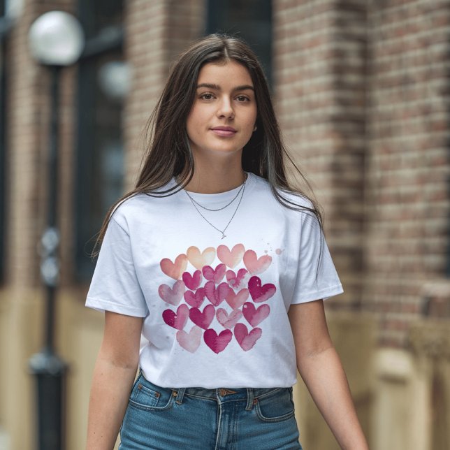 Kärlek i varje slitch | Rosa Heart Valentines T Shirt (Skapare uppladdad)
