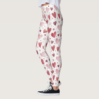 Kärlek i vattenfärg - Whimsical Heart Mönster Leggings
