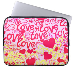 Kärlek i Vibrant Färg Mönster Laptop Fodral
