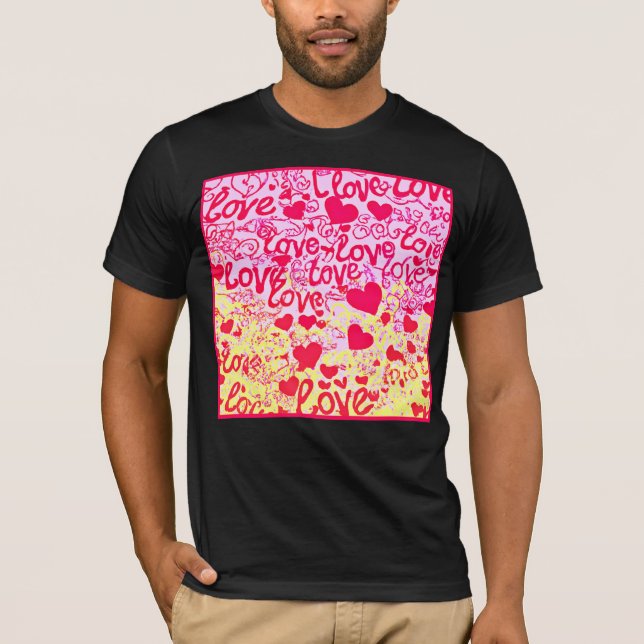 Kärlek i Vibrant Färg Mönster T Shirt (Framsida)