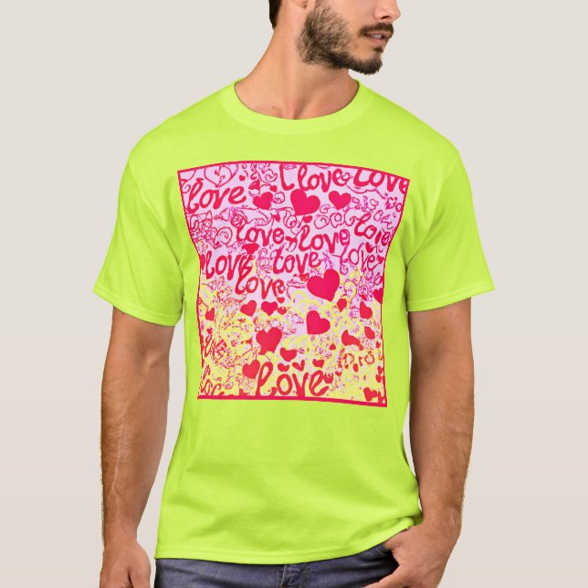 Kärlek i Vibrant Färg Mönster T Shirt (Framsida)