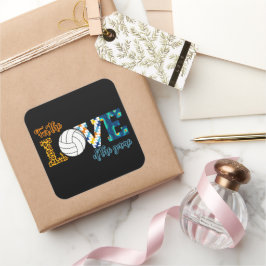 Kärlek i Volleyball Mamma Leopard Fyrkantigt Klistermärke