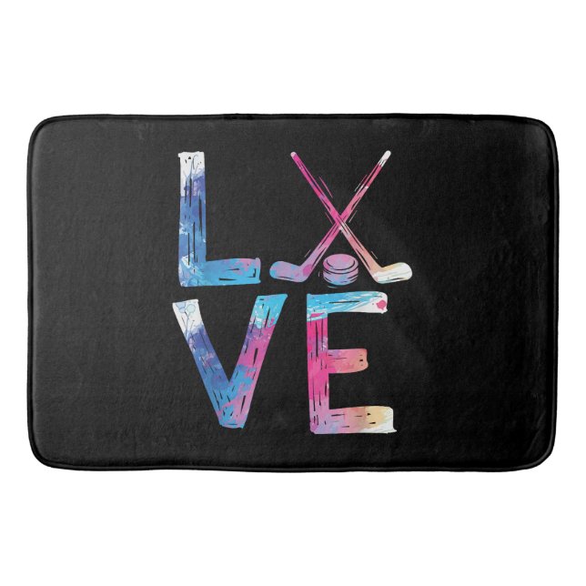 Kärlek Ice Hockey Girls Hockey Gifts Womens Ice Ho Badrumsmatta (Framsidan)